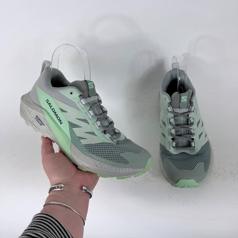 Salomon Sense Ride 5 Trail Running Sneakers Women's 7.5 Green Low Top Shoes
